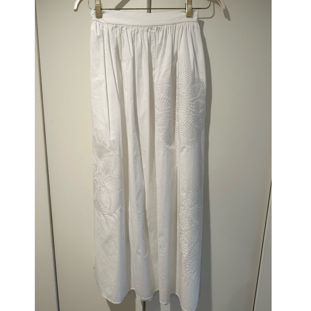 Tory Burch White Maxi Skirt with Eyelet Details